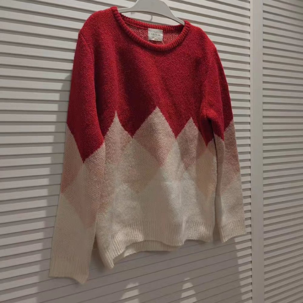 Sezane Leopold Jumper Mohair Blend Argyle Pink Ombre Women's